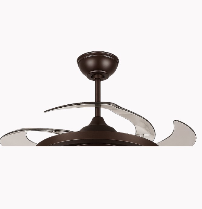 LuxSun AeroGlow Coffee – Retractable LED Ceiling Fan with Spiral Light