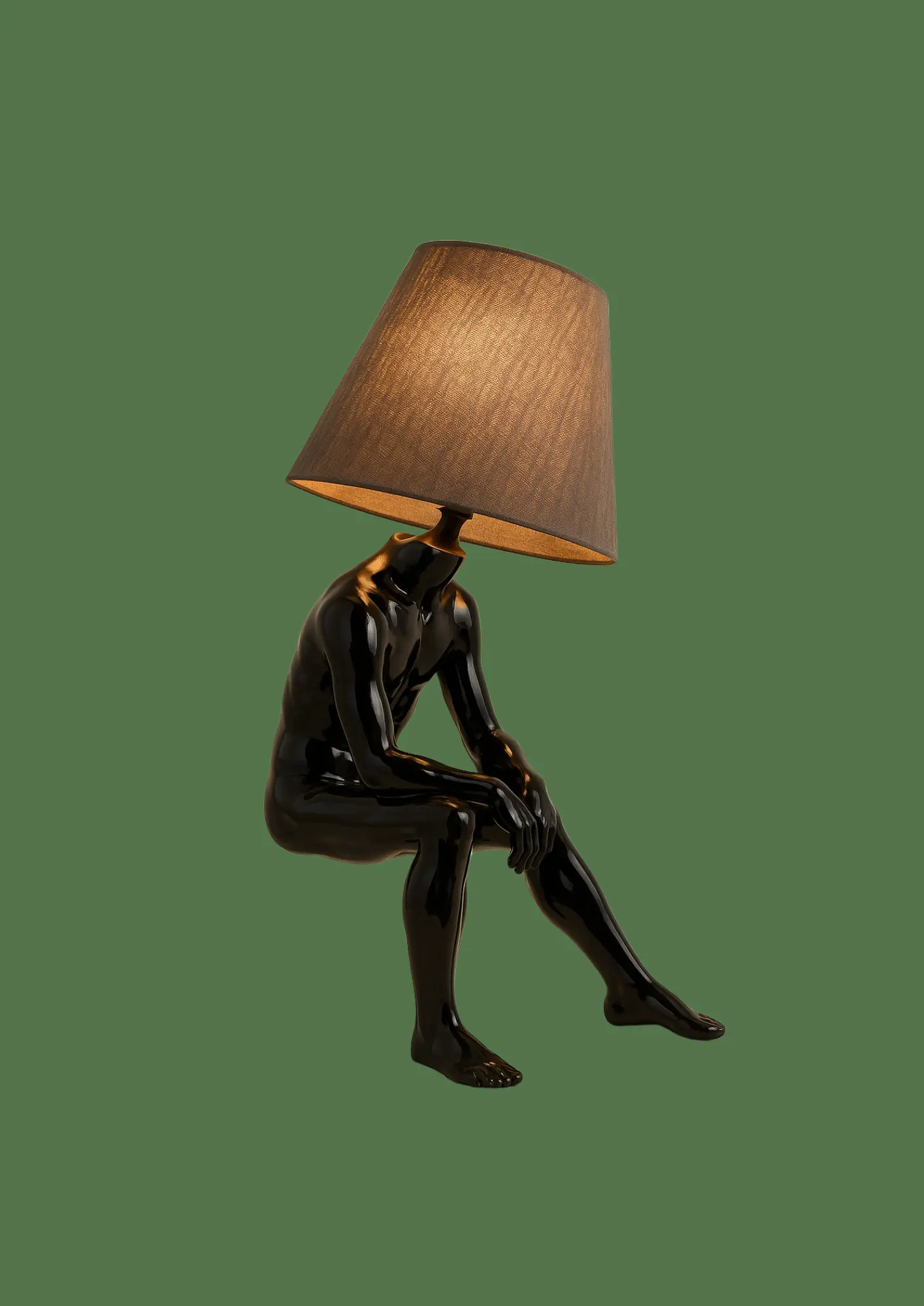 Enlightened Reflection – Abstract Thinker Lamp Sculpture