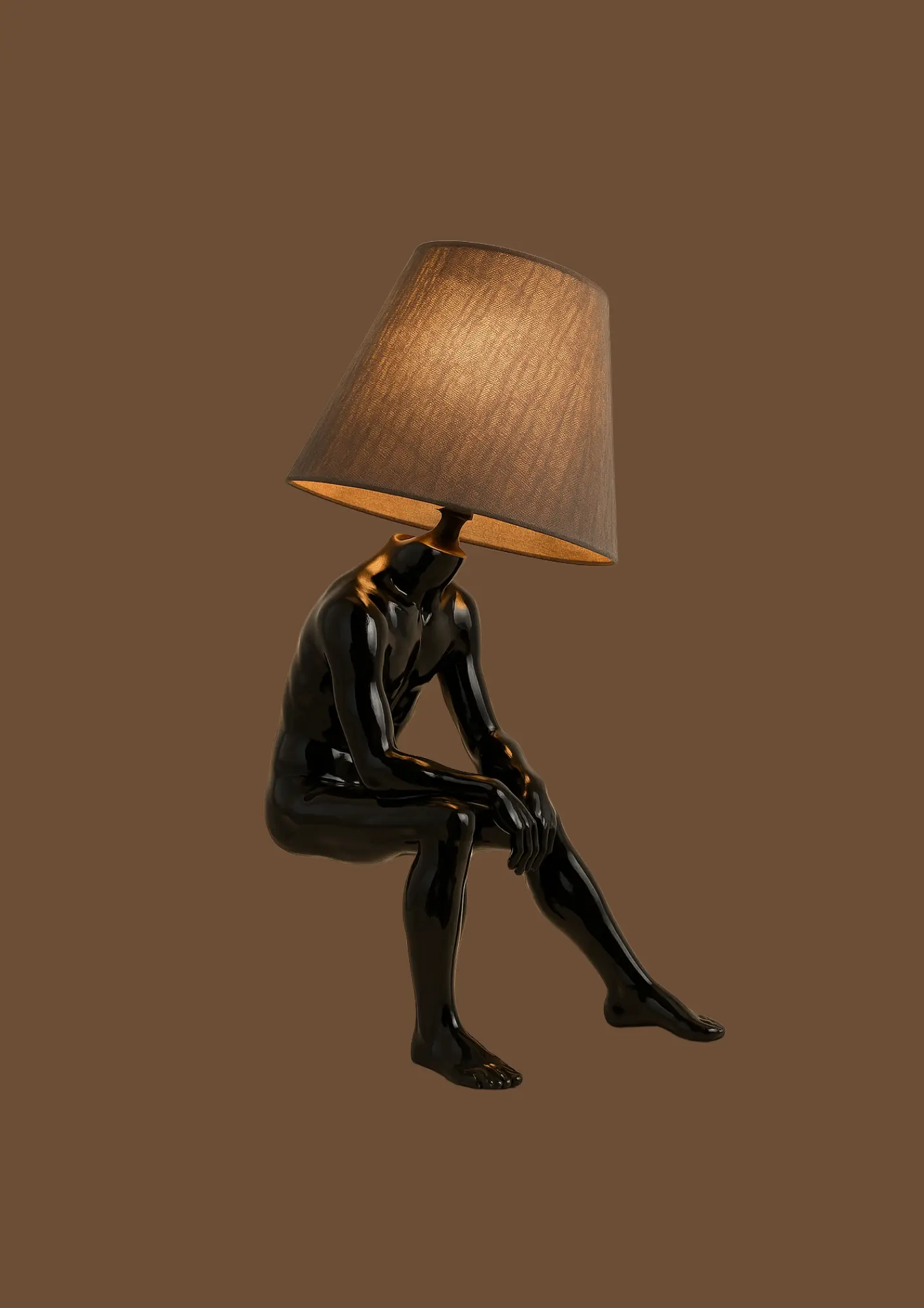 Enlightened Reflection – Abstract Thinker Lamp Sculpture