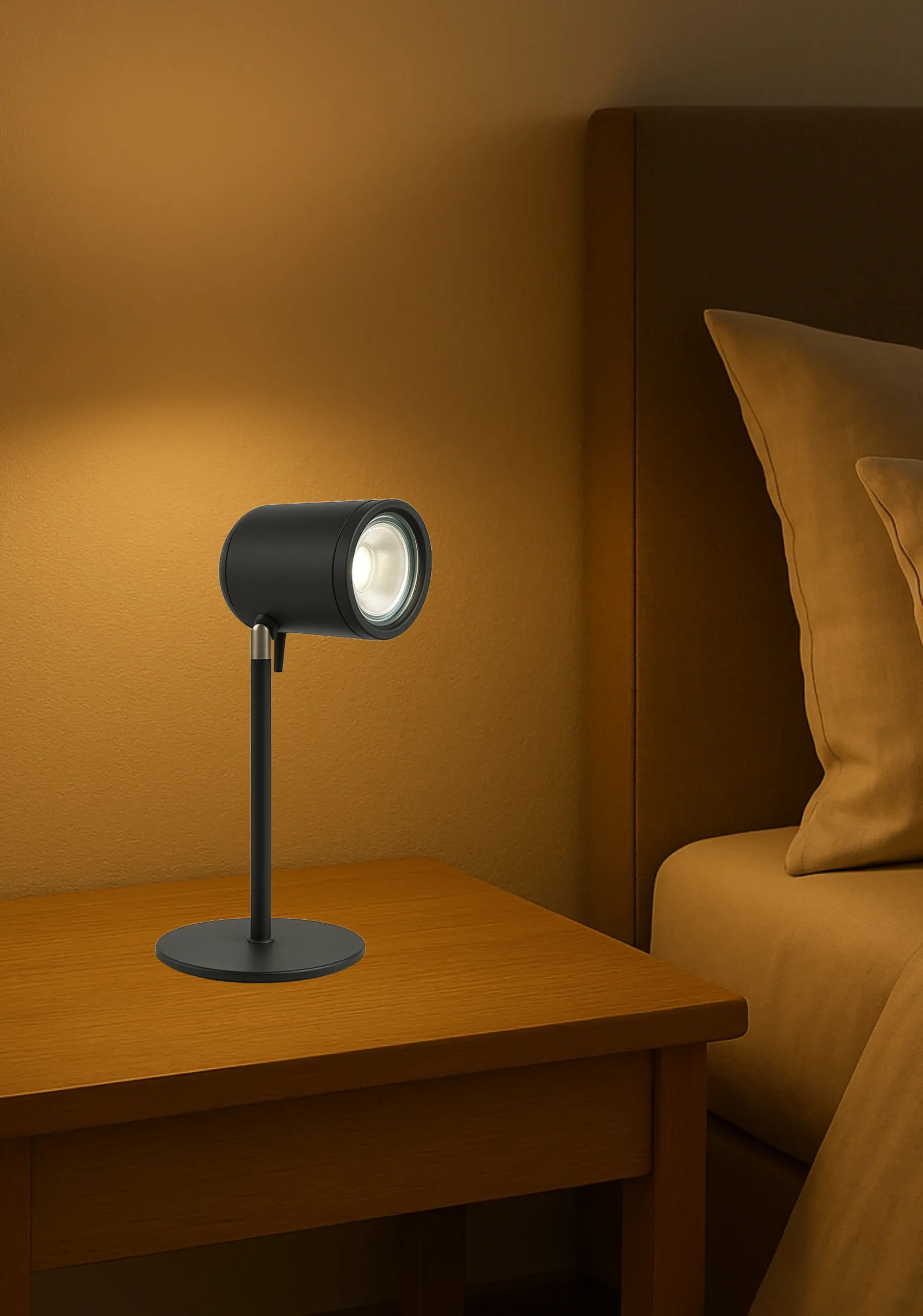 Industrial Black Spotlight LED Table Lamp – Adjustable Modern Task Light for Office & Study